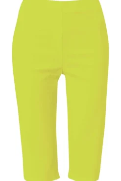Roman Lime Stretch Knee Length Elastic Waist Shorts