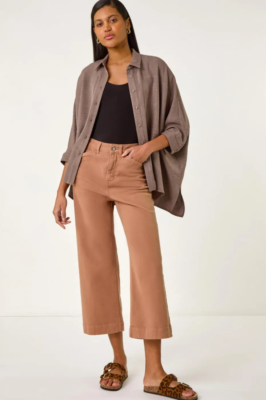 Roman Mocha Boxy Relaxed Blouse