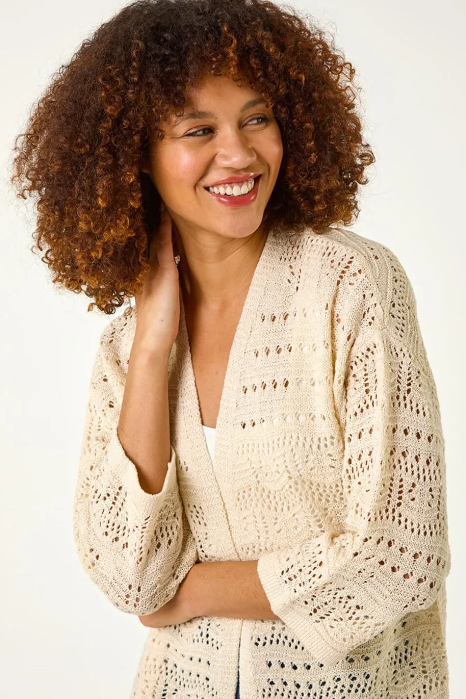 Roman Natural Stitch Detail Cardigan