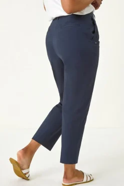 Roman Navy Petite Tapered Stretch Trouser