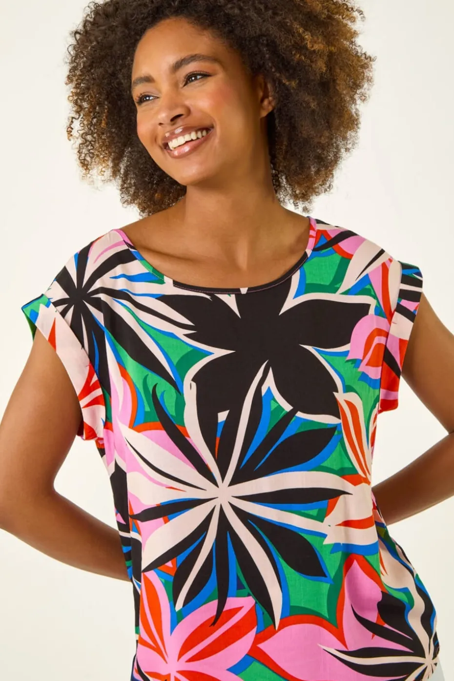 Roman Pink Floral Print Shell Top