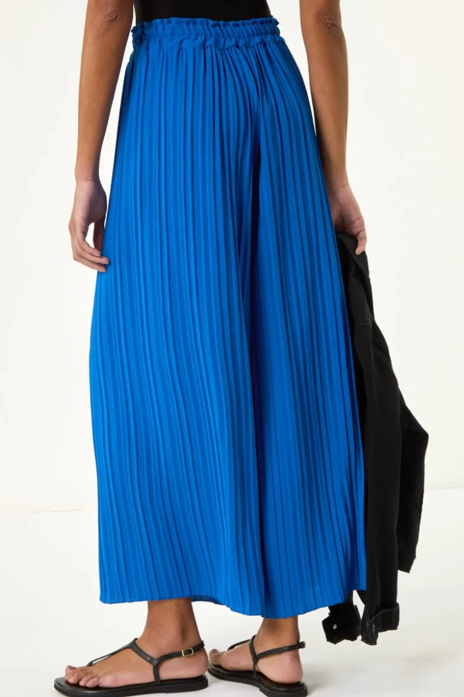 Roman Royal Blue Pleated Wide Leg Culottes