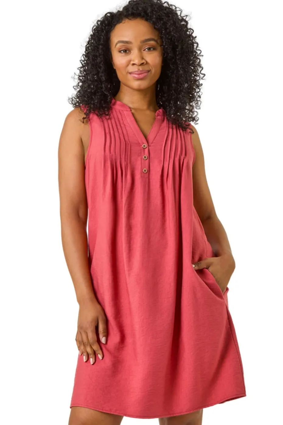 Roman Rust Petite Pintuck Pocket Dress