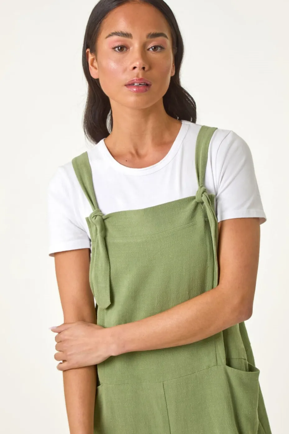 Roman Sage Petite Strap Woven Playsuit