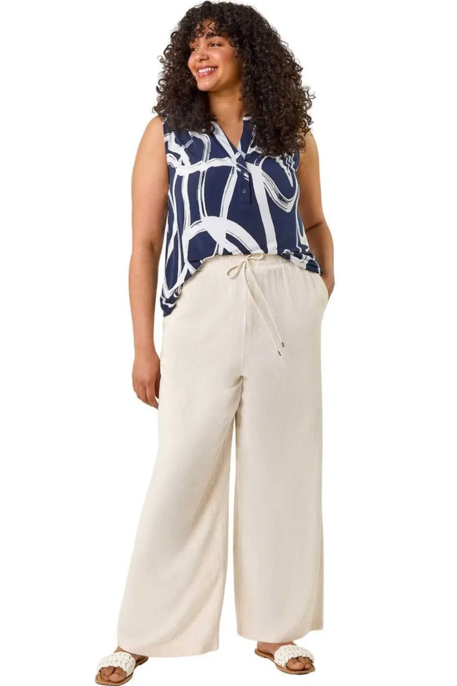 Roman Stone Curve Linen Mix Trousers