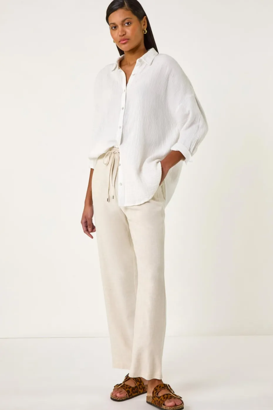 Roman Stone Full Length Linen Trousers