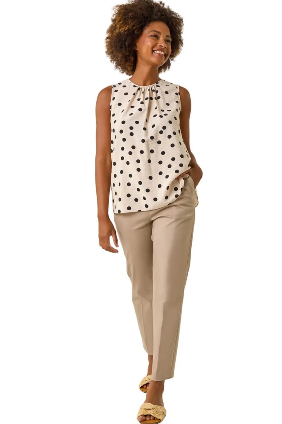 Roman Stone Spot Print Tie Detail Vest Top