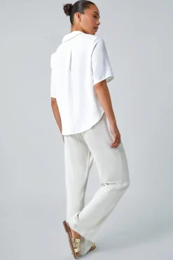 Roman White Petite Button Up Pocket Shirt