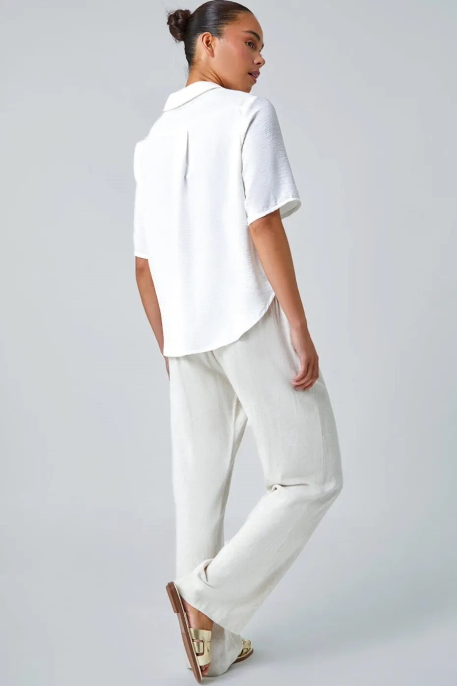Roman White Petite Button Up Pocket Shirt
