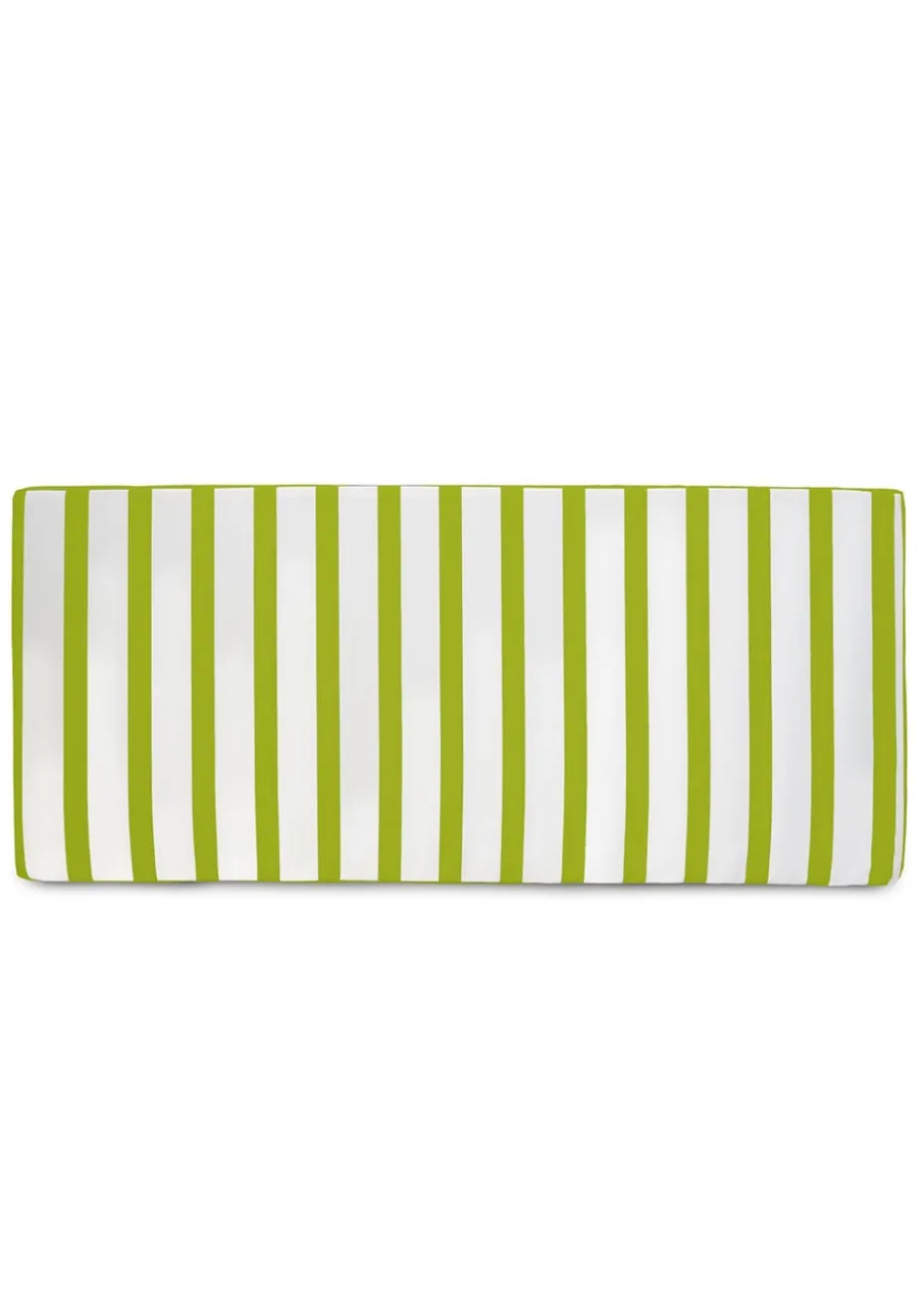 rucomfy Indoor/Outdoor Striped Double Bench Olive Green Seatpad