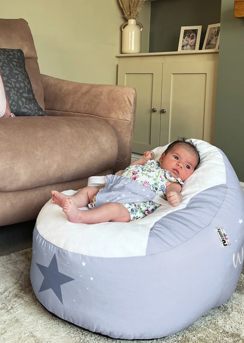 rucomfy Printed Wish Upon A Star Blue Baby Beanbag