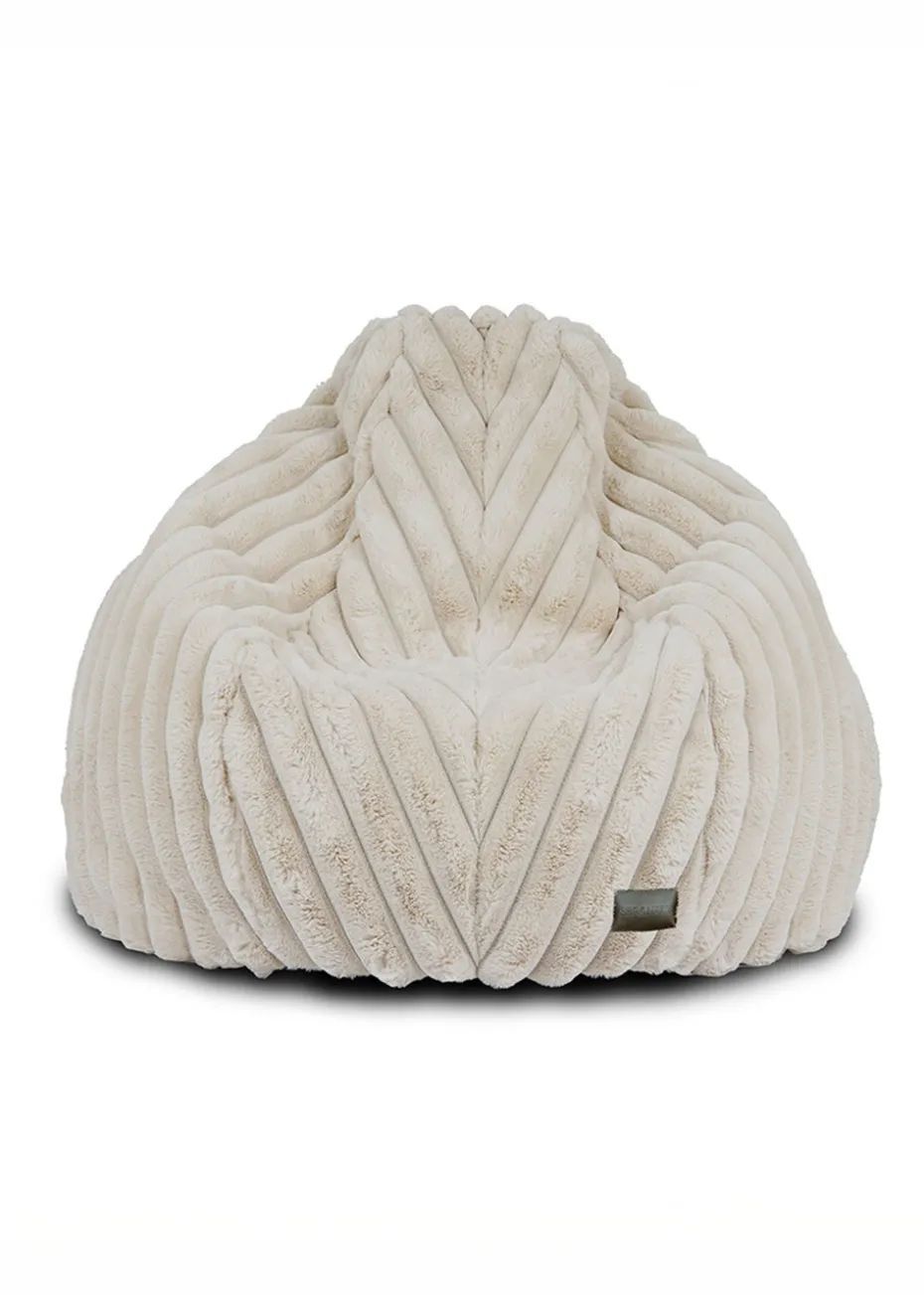 rucomfy Ribbed Faux Fur Slouchbag Cream Beanbag
