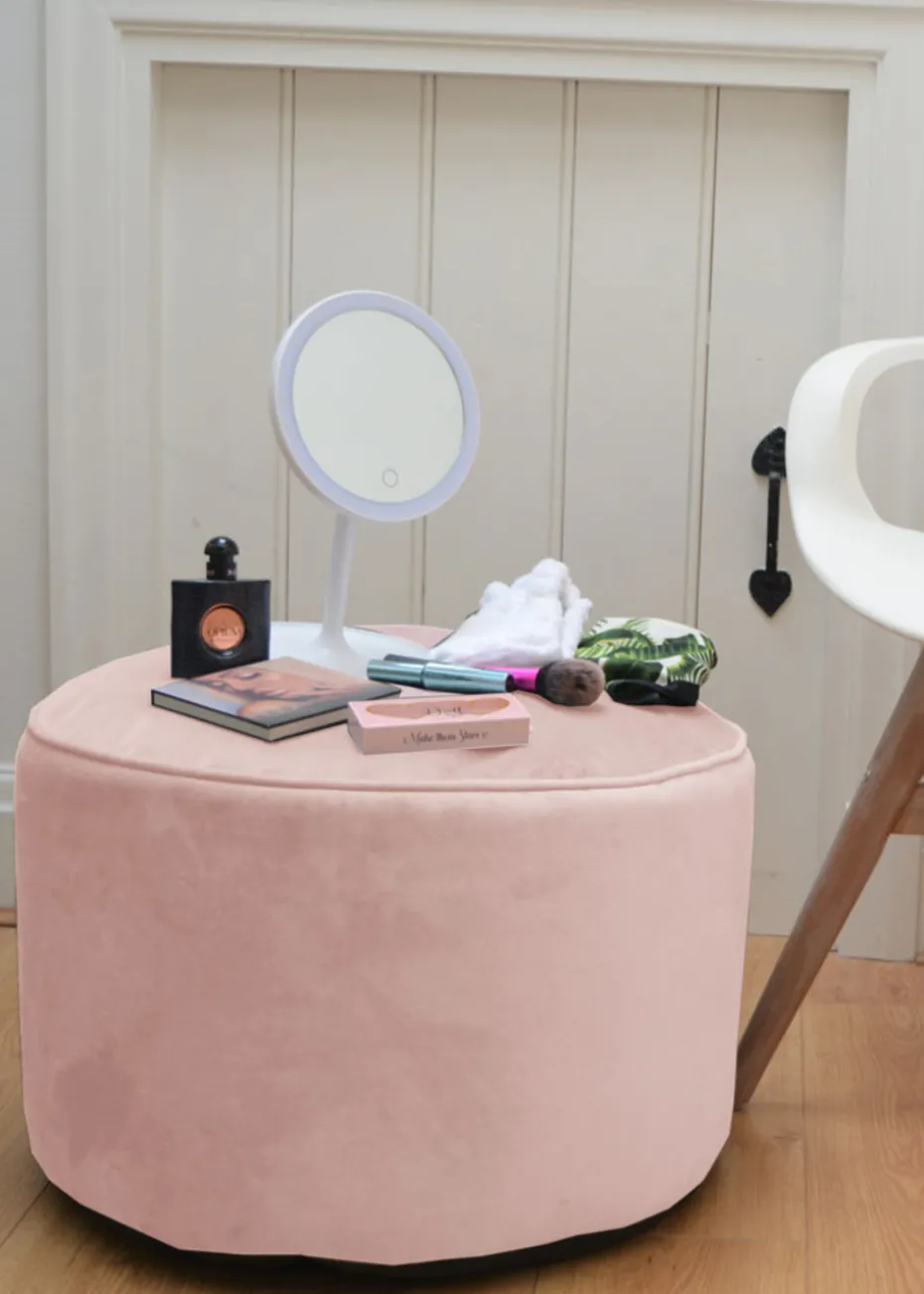 rucomfy Velvet Pouffe Pink Beanbag