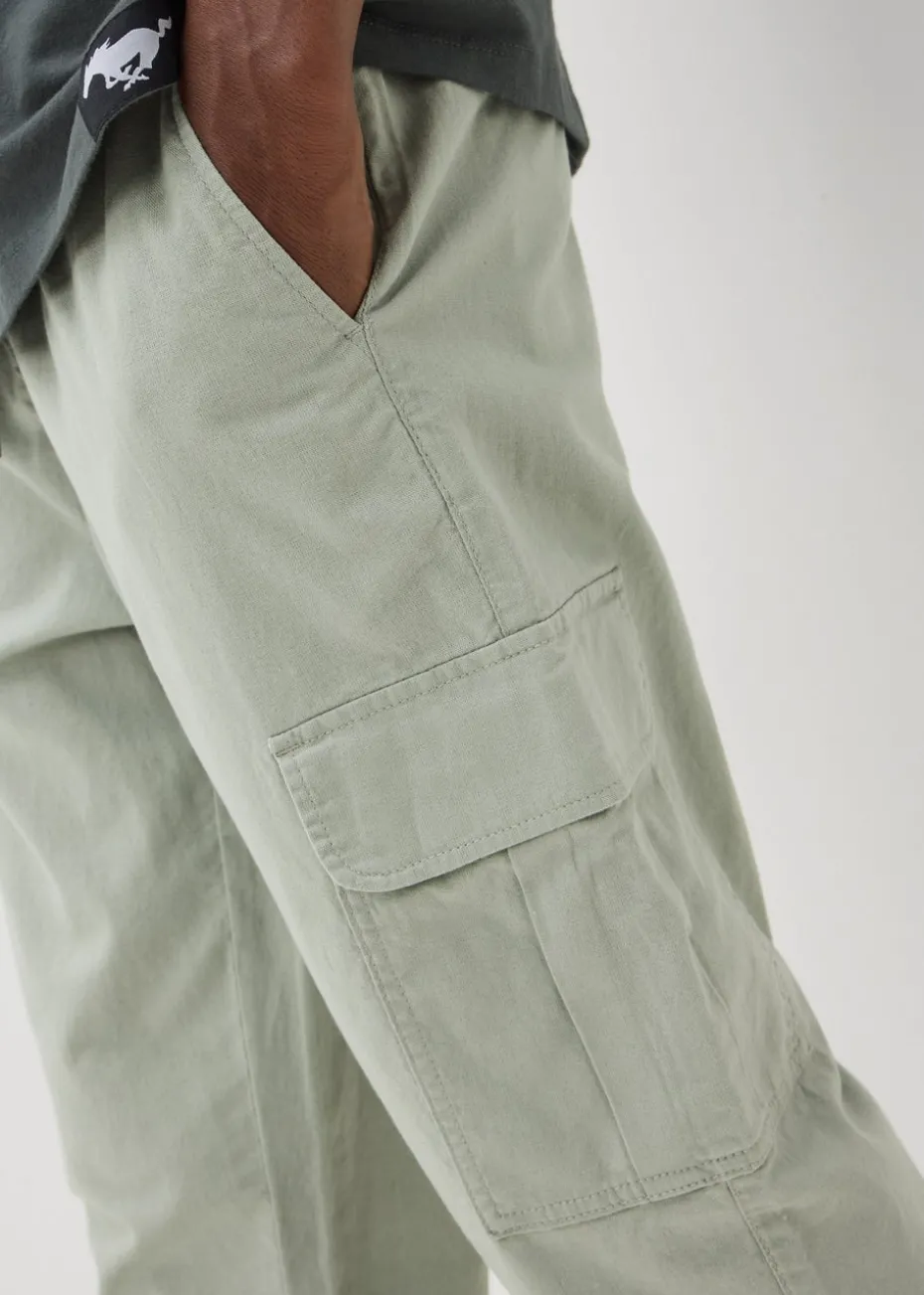 Sage Linen Cargo Trousers