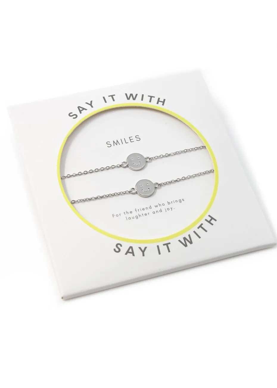 Say It With Silver Children's Smiley Friendship Bracelets