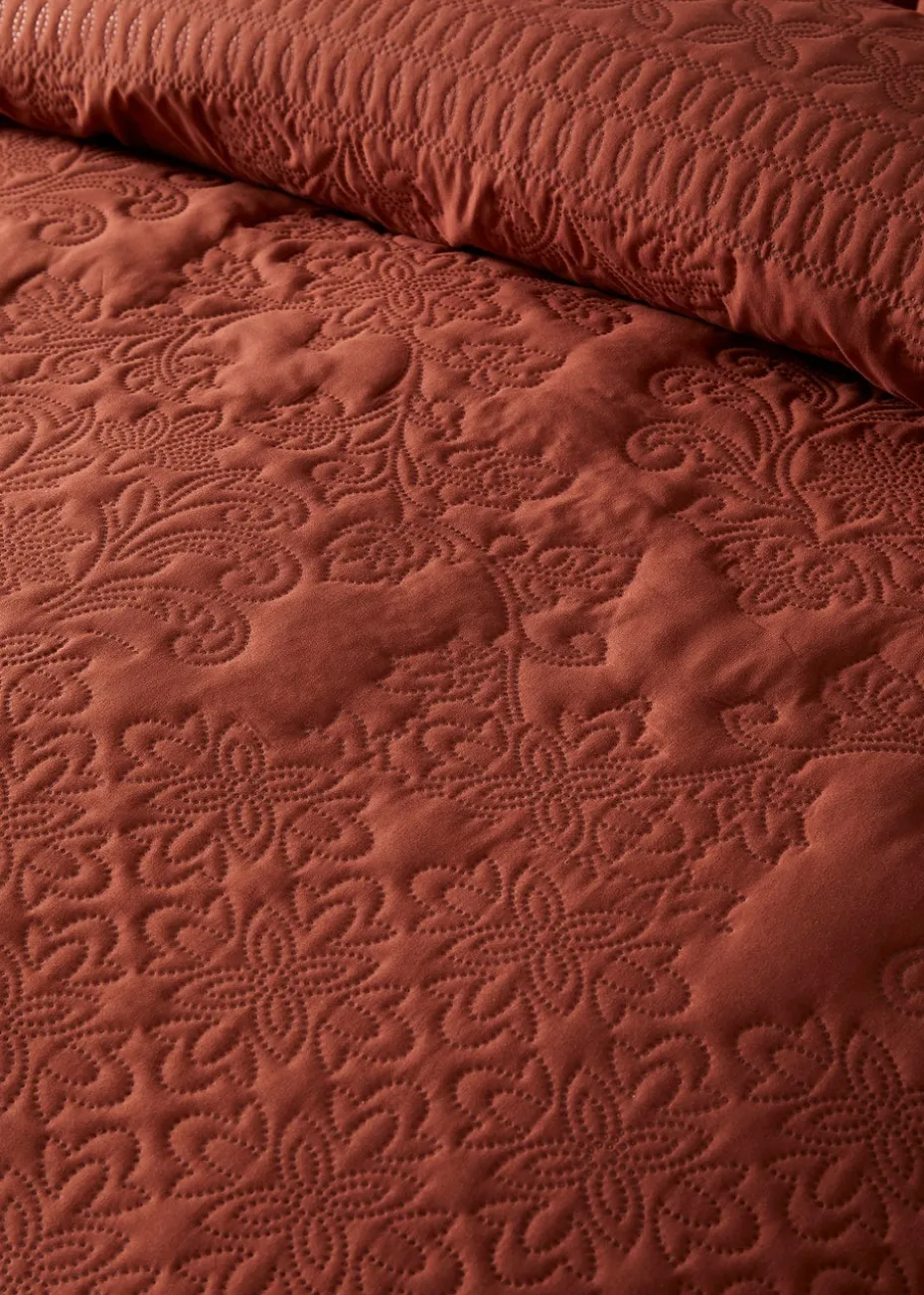 Serene Avery Stripe Terracotta Finish Duvet Cover Set
