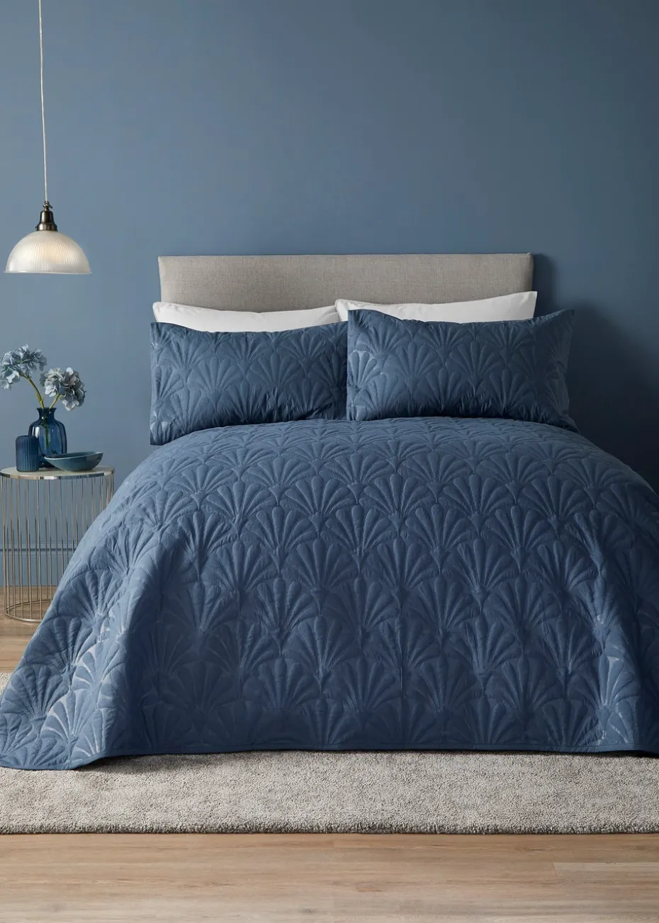 Serene Cavali Dark Blue Pinsonic Bedspread