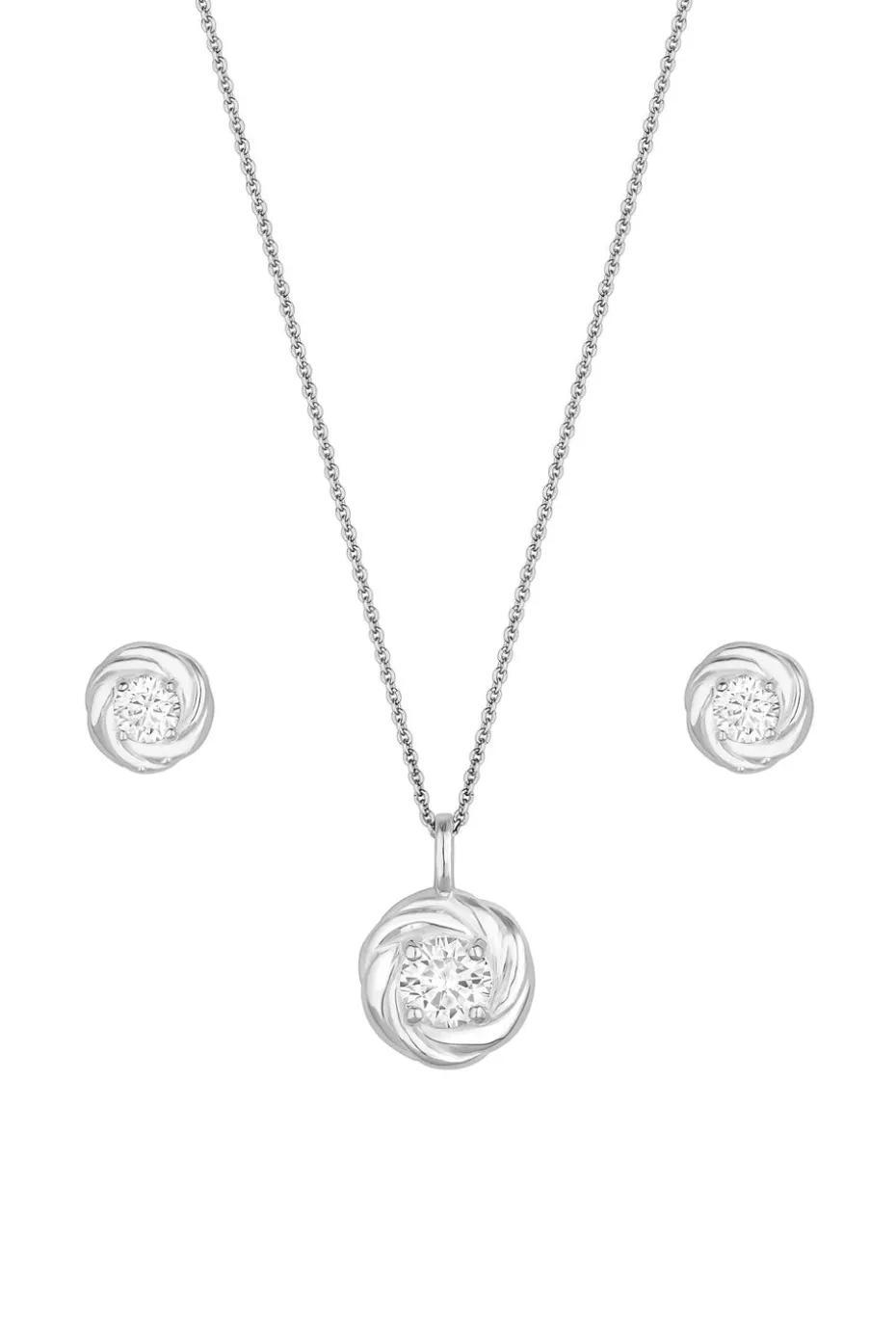 Simply Silver Sterling Silver 925 Cubic Zirconia Knot Set - Gift Boxed