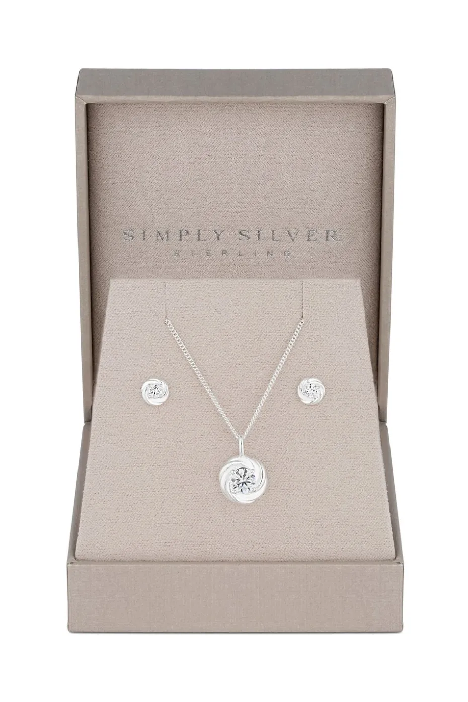 Simply Silver Sterling Silver 925 Cubic Zirconia Knot Set - Gift Boxed