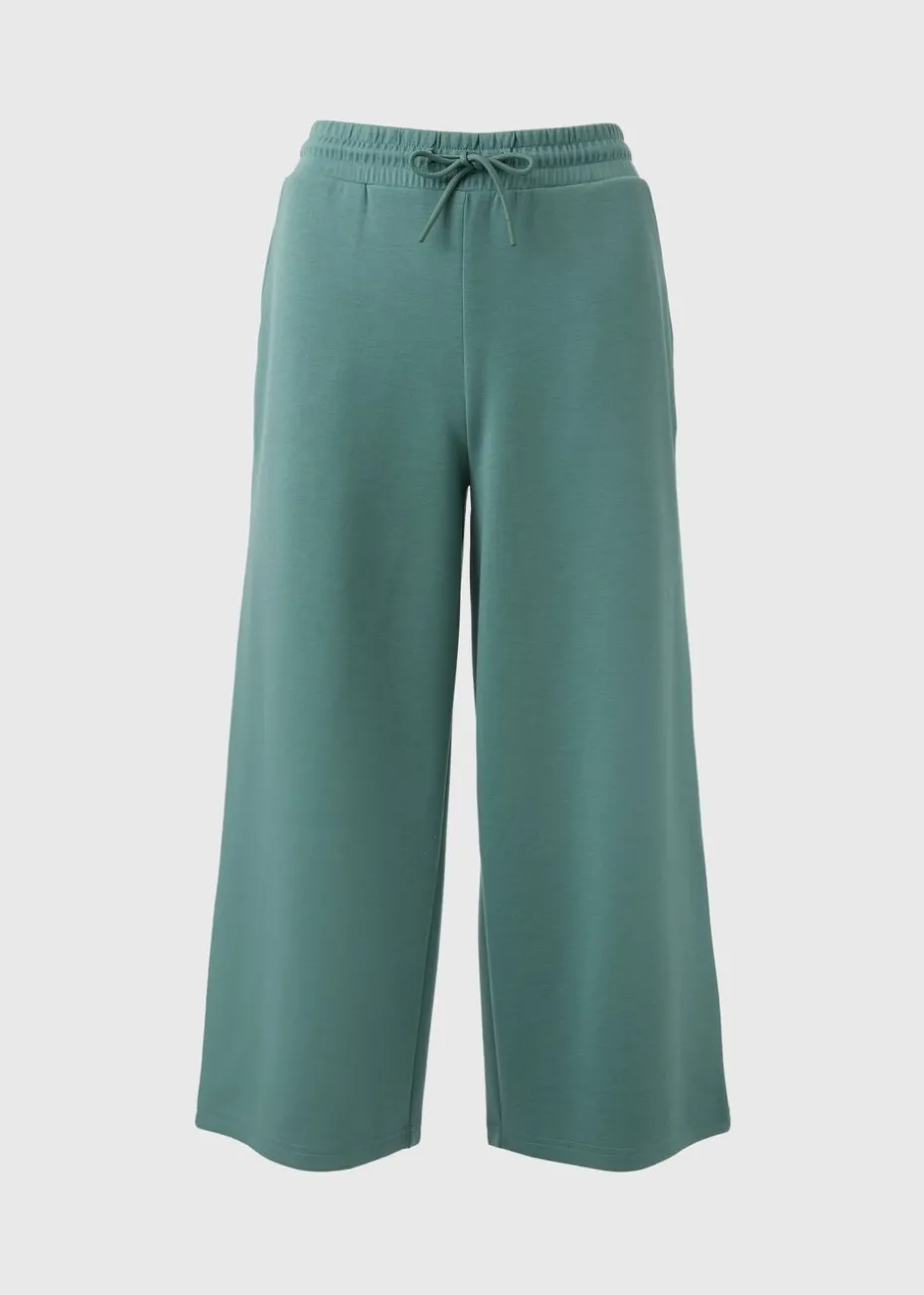 Souluxe Green Wide Leg Cropped Jogging Bottoms