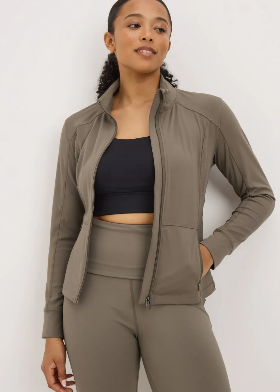 Souluxe Mocha Seam Detail Zip Jacket