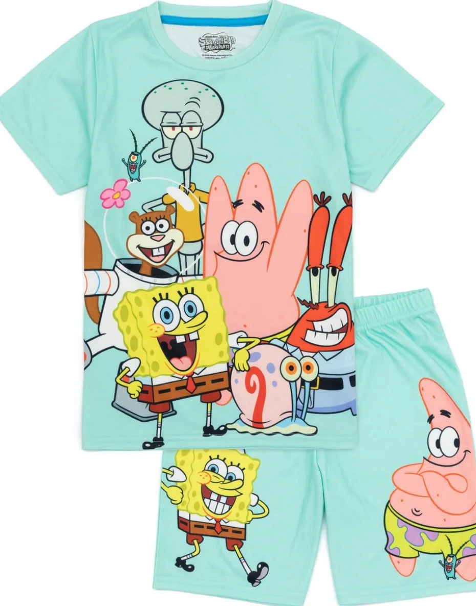 SpongeBob Characters Kids Multi Coloured Blue Shortie Pyjamas (3-14 Years)