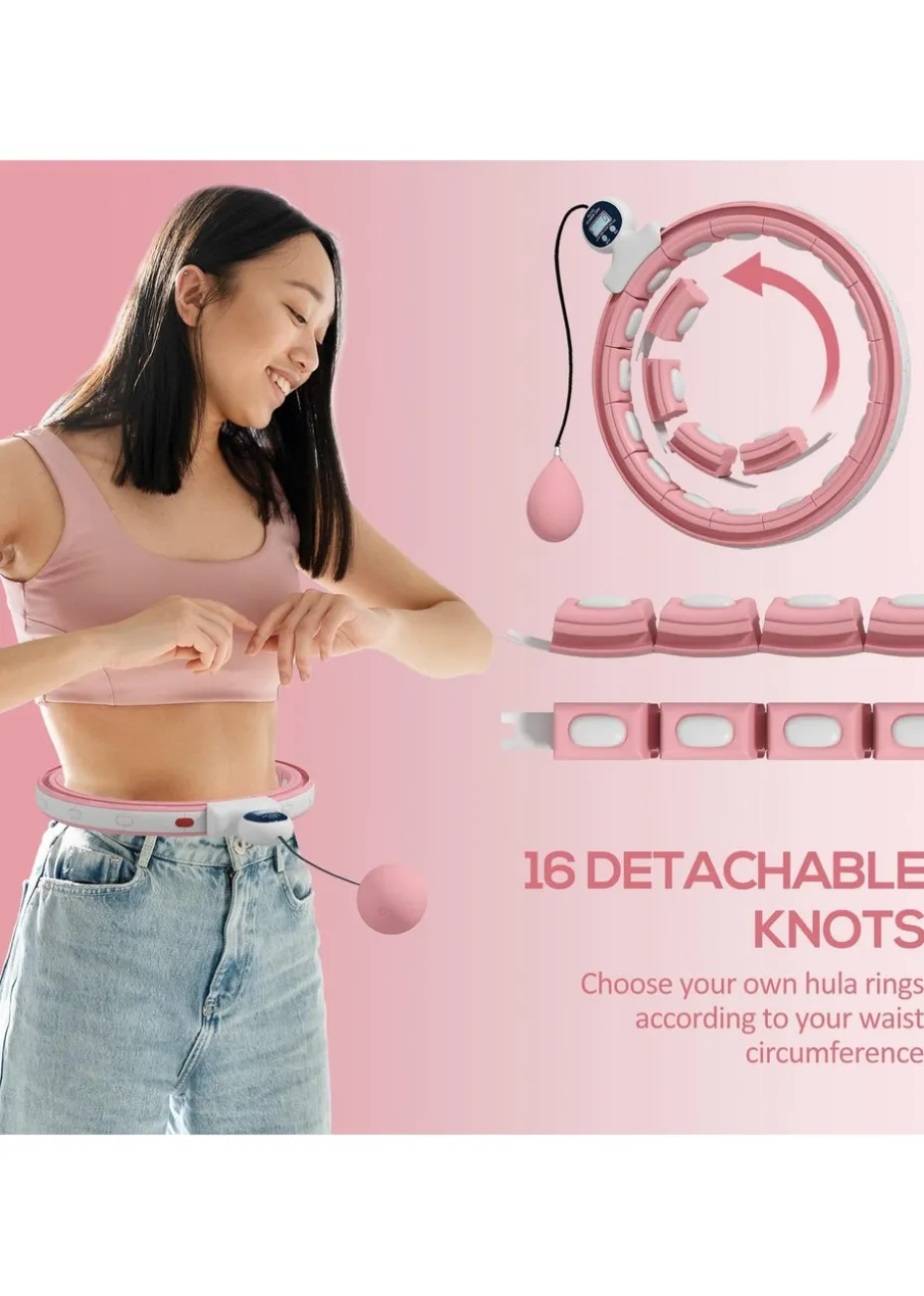 SPORTNOW Smart Weighted Hula Hoop with 16 Detachable Knots & Digital Counter