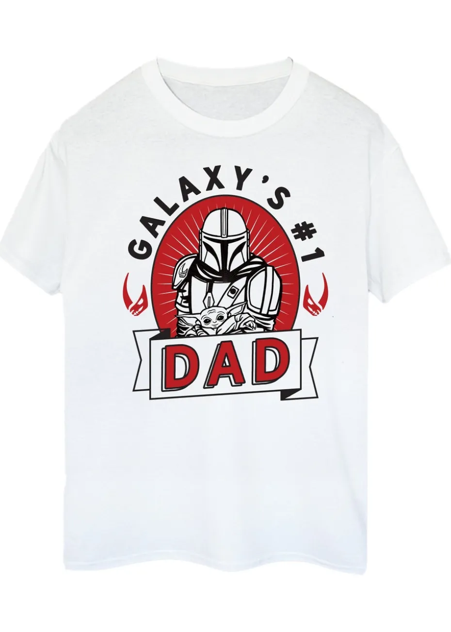Star Wars The Mandalorian Dad Galaxy Men White Graphic T-Shirt