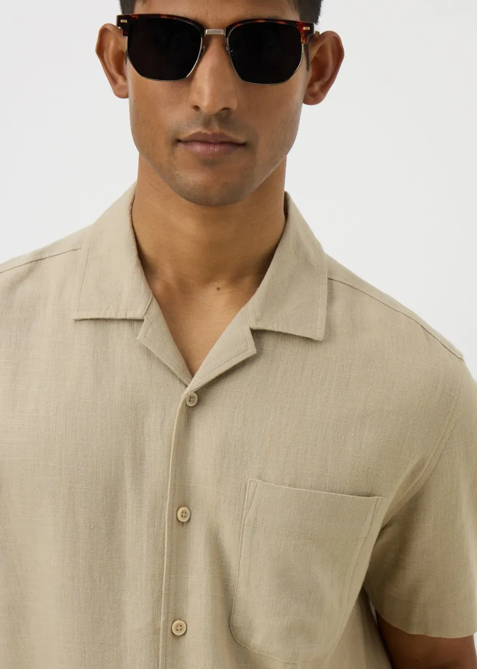Stone Linen Blend Co Ord Shirt