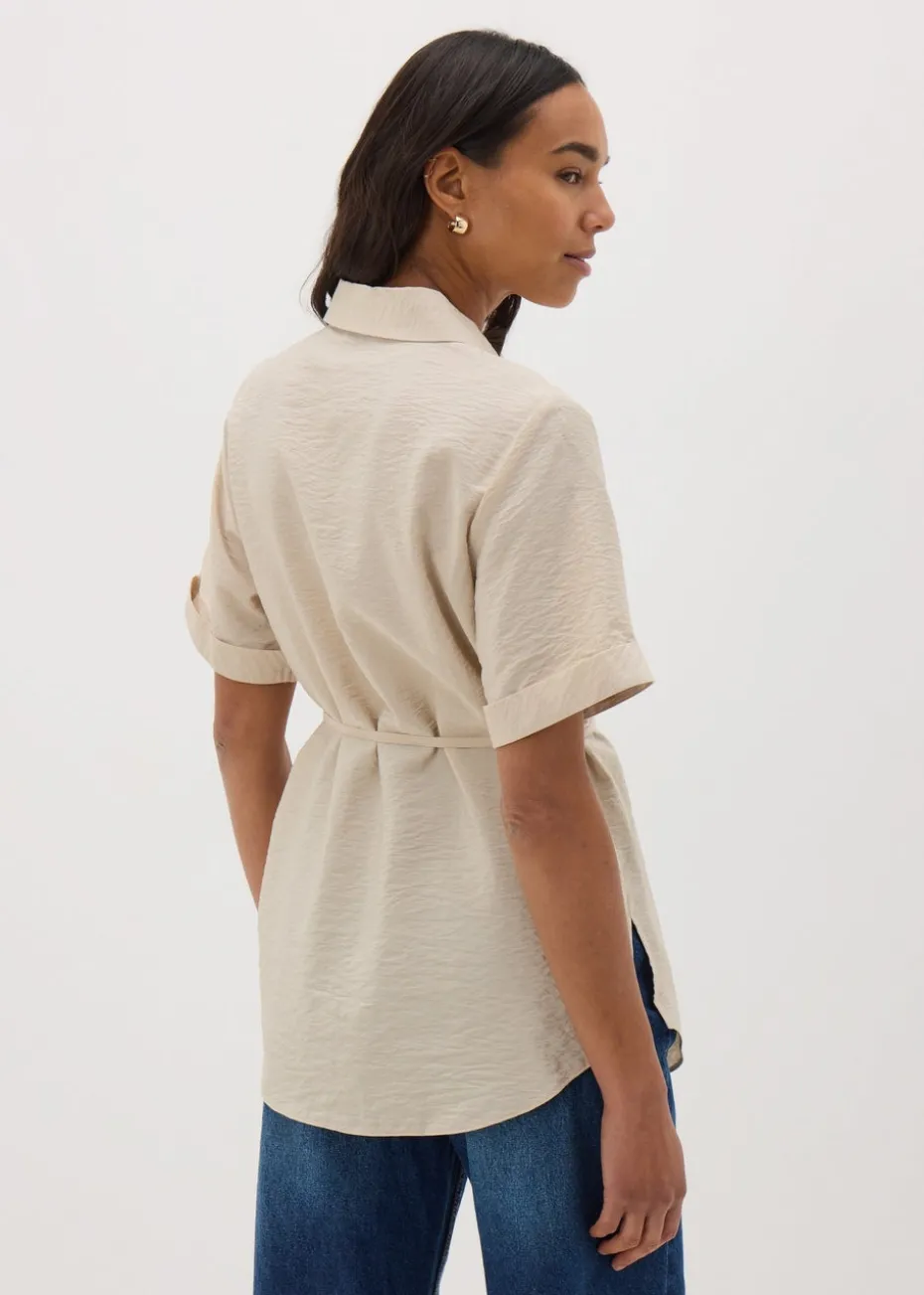 Stone Tie Waist Longline Shirt