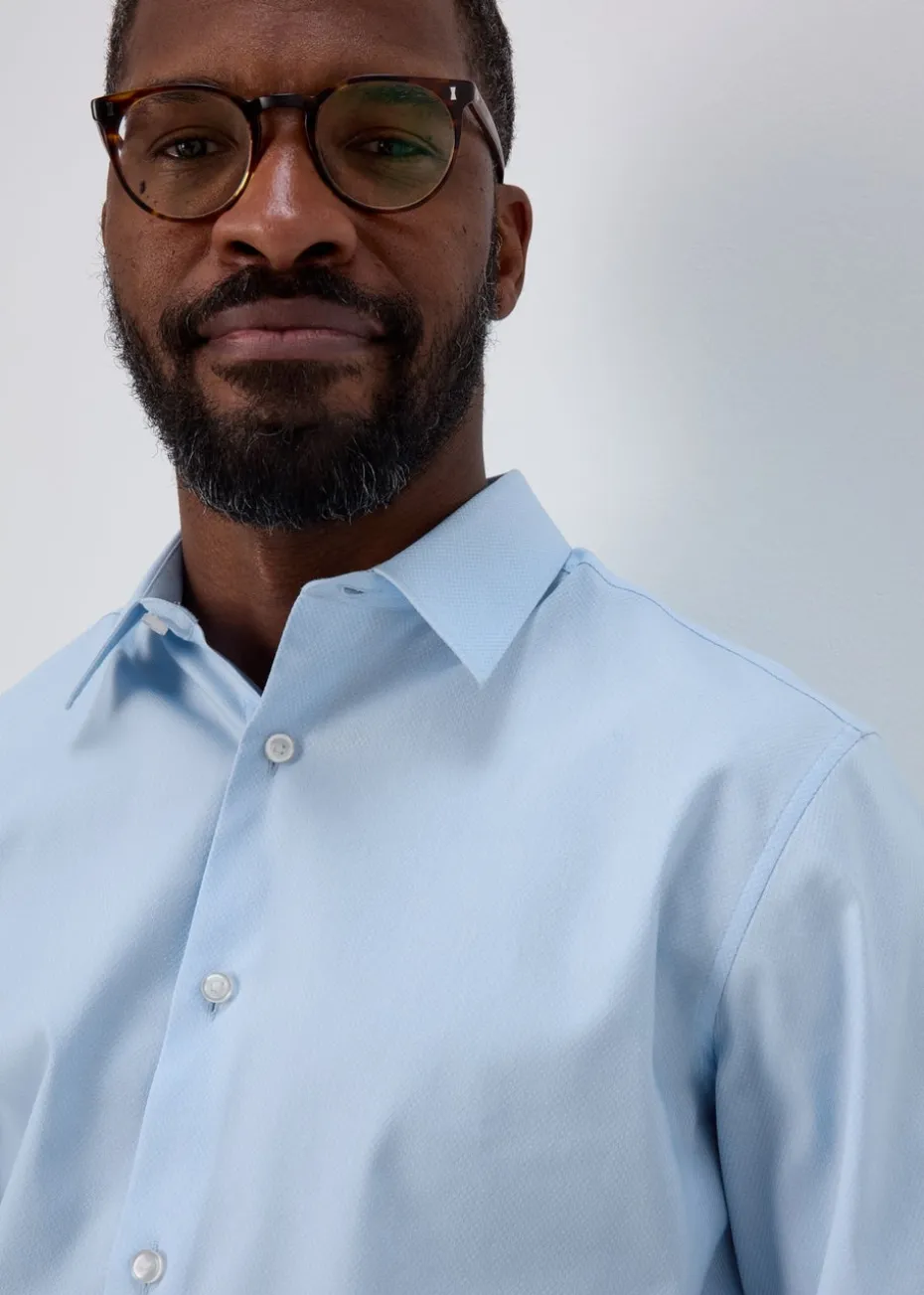 Taylor & Wright Blue Textured Regular Fit Shirt