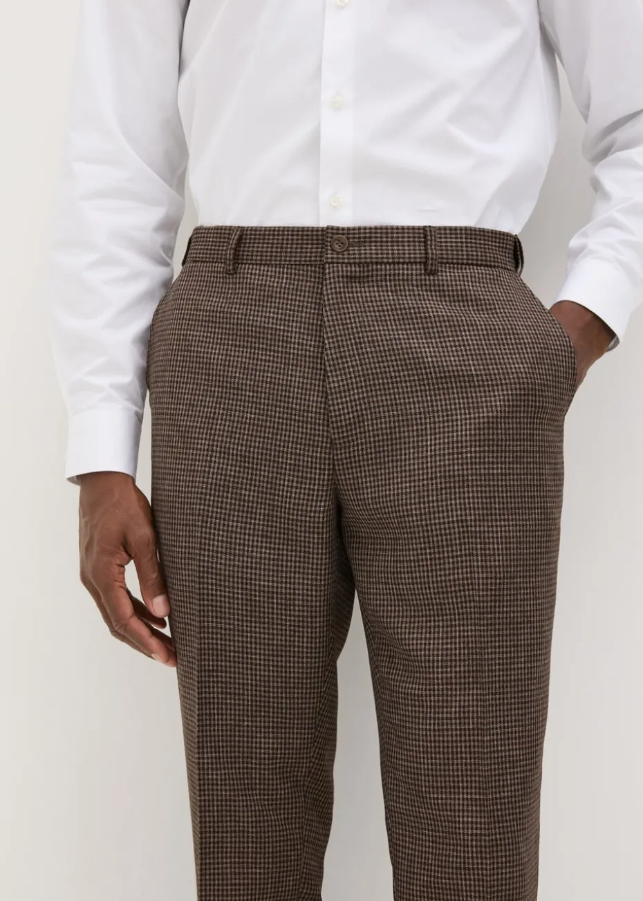 Taylor & Wright Brown Puppytooth Slim Fit Flexi Waist Trousers