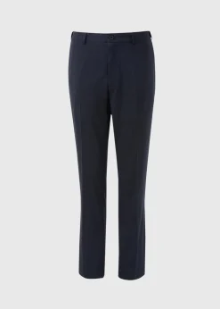 Taylor & Wright Navy Textured Slim Fit Flexi Waist Trousers