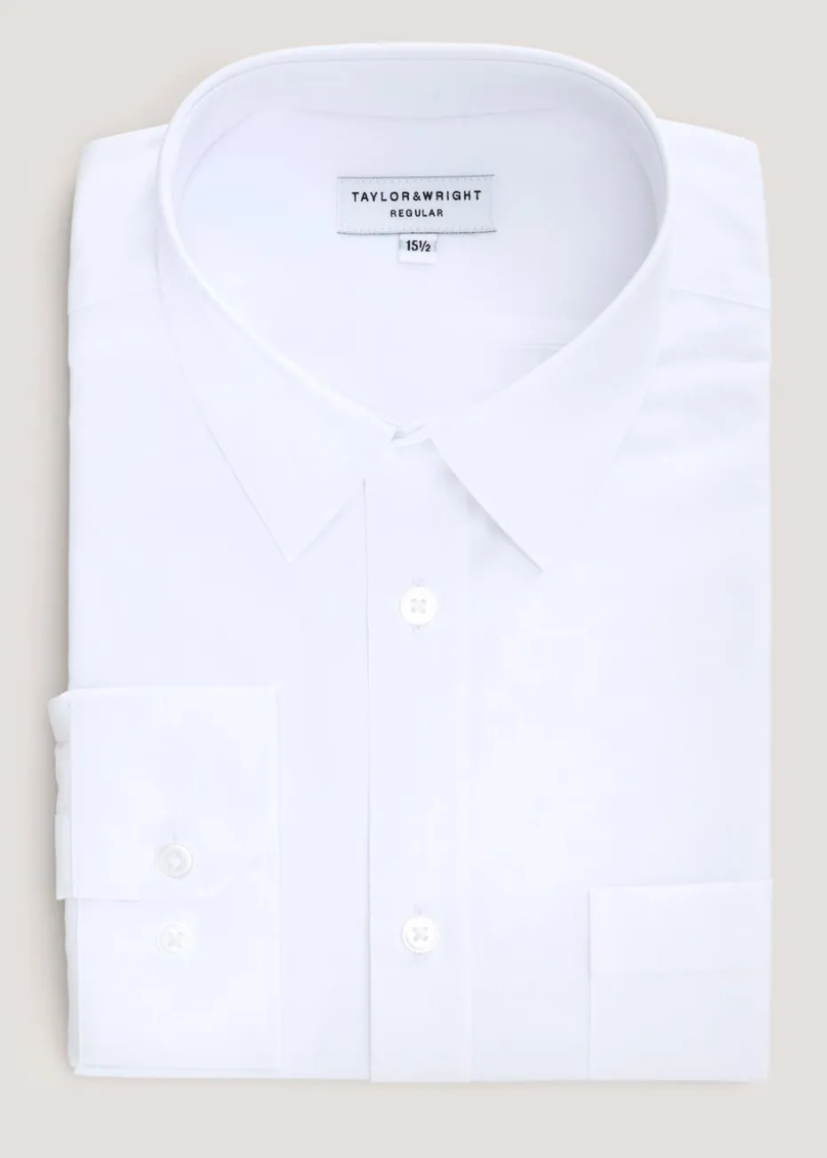 Taylor & Wright White Easy Care Regular Fit Long Sleeve Shirt