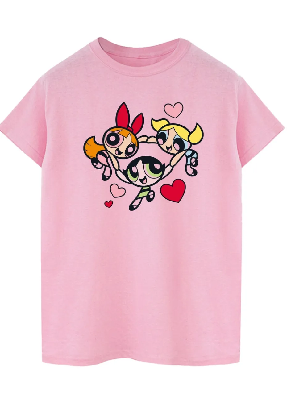The Powerpuff Girls Pink Hearts Circle Boyfriend Fit T-Shirt