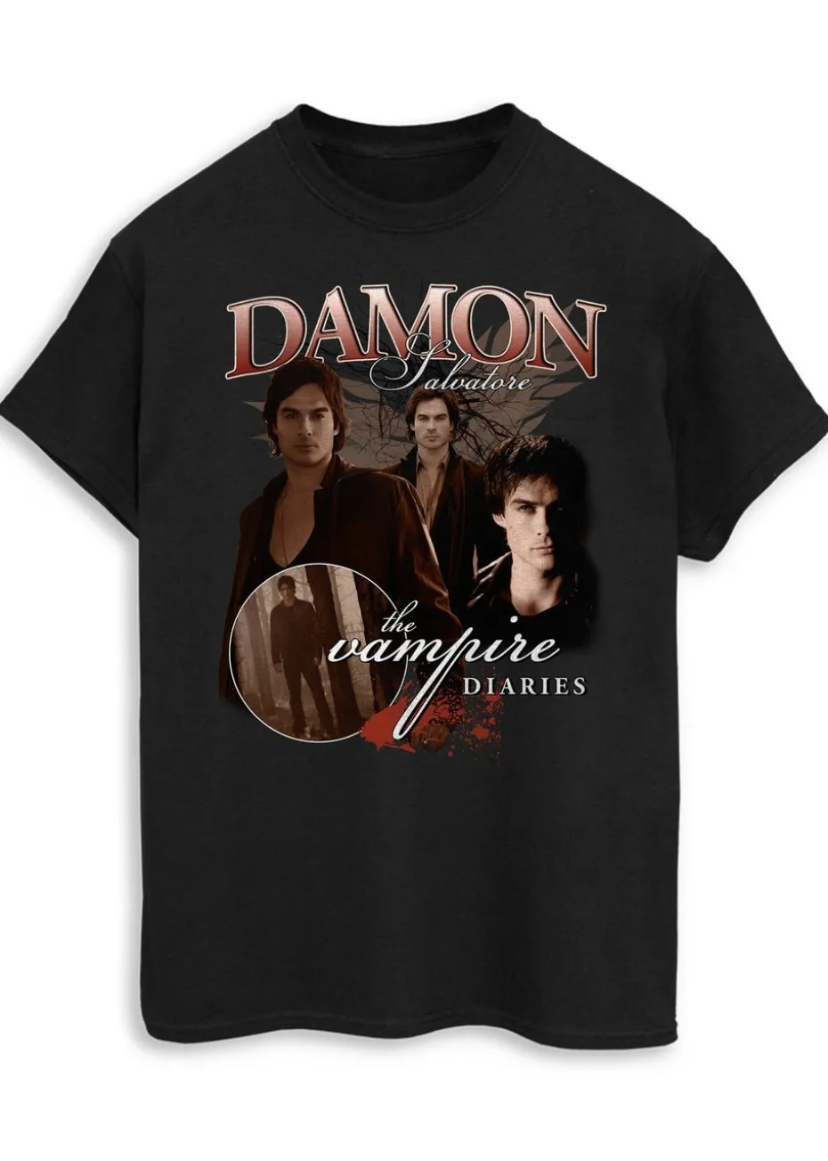 The Vampire Diaries Damon Black Boyfriend Fit Graphic T-Shirt