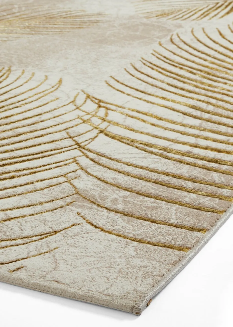 Think Rugs Creation Gold Botanical Rug