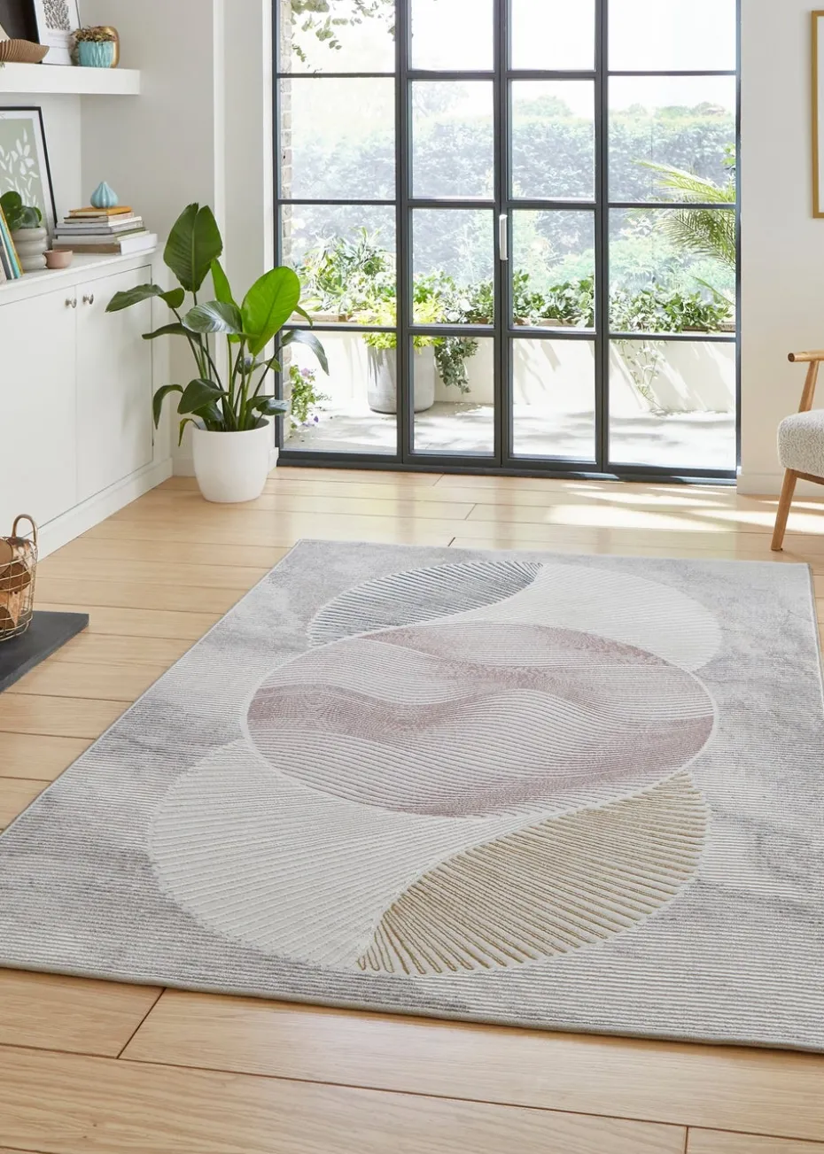 Think Rugs Creation Pink/Blue Modern Geometric Rug