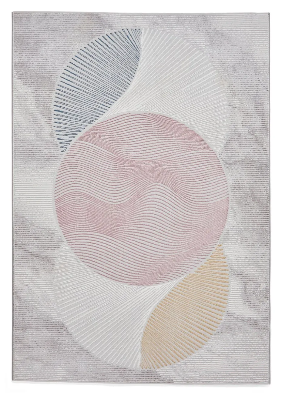 Think Rugs Creation Pink/Blue Modern Geometric Rug