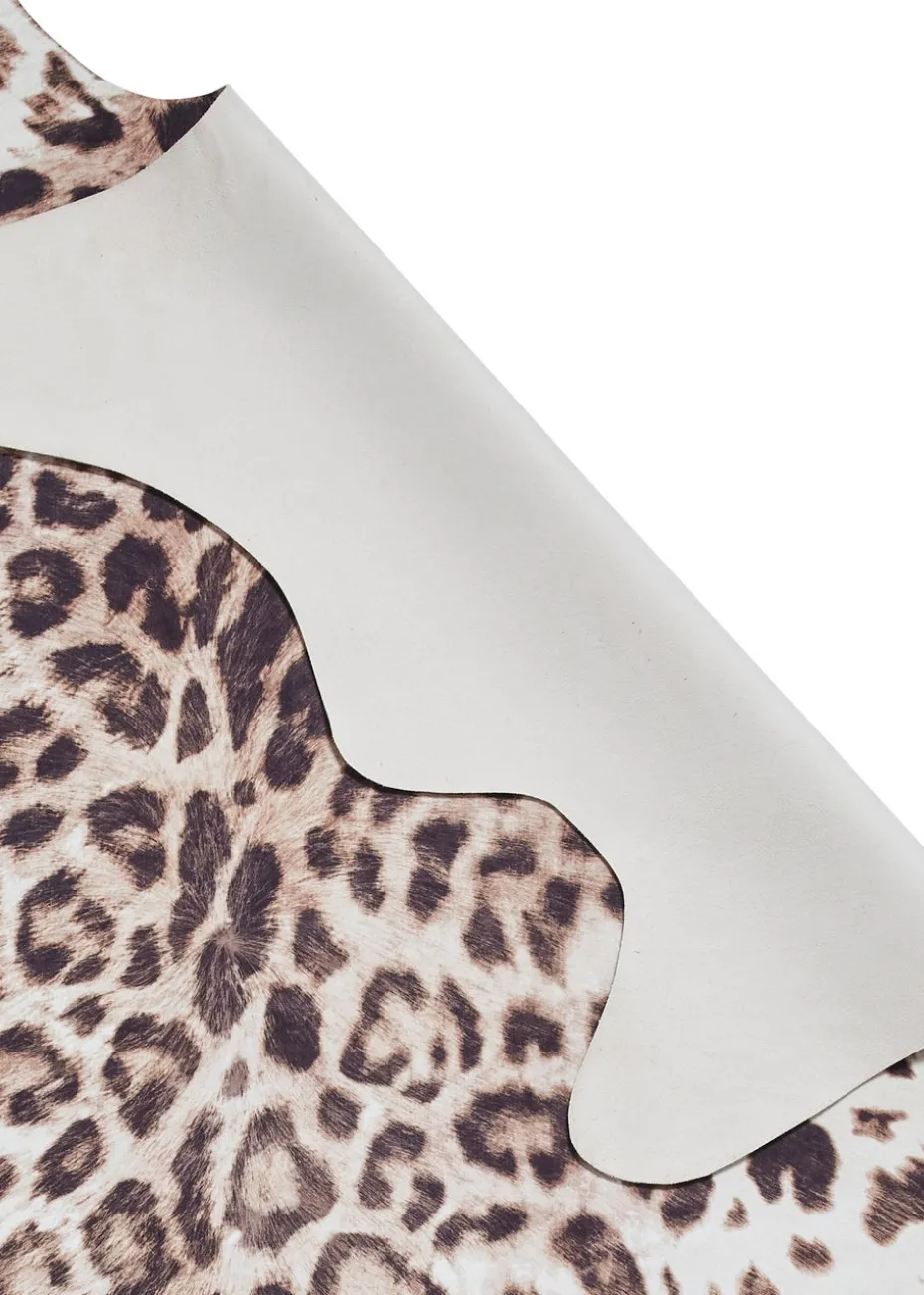 Think Rugs Faux Leopard Print Beige Animal Print Rug