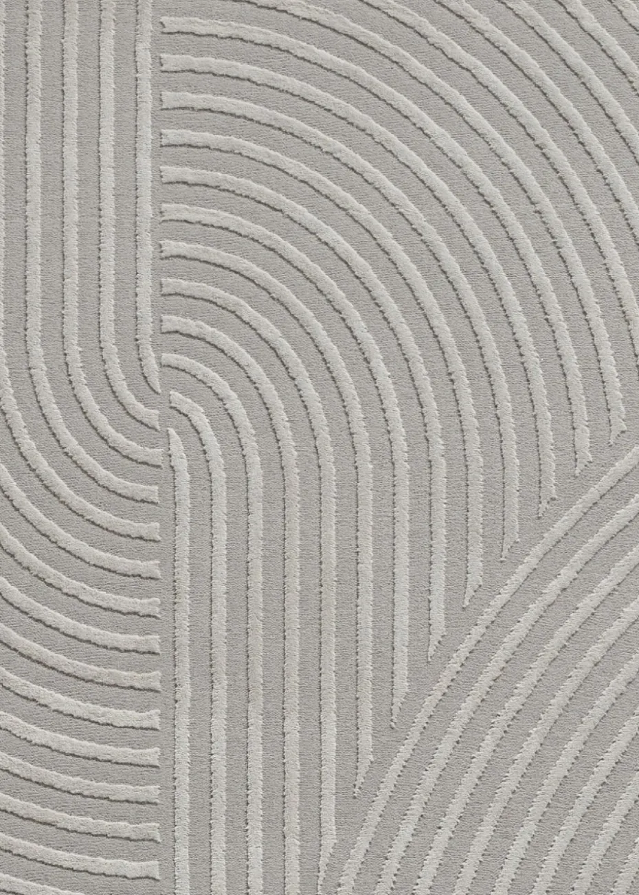 Think Rugs Flores Grey Modern Rectangle Rug