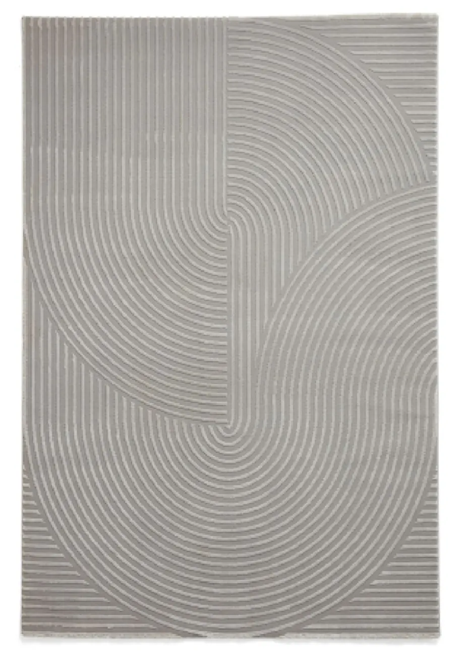 Think Rugs Flores Grey Modern Rectangle Rug
