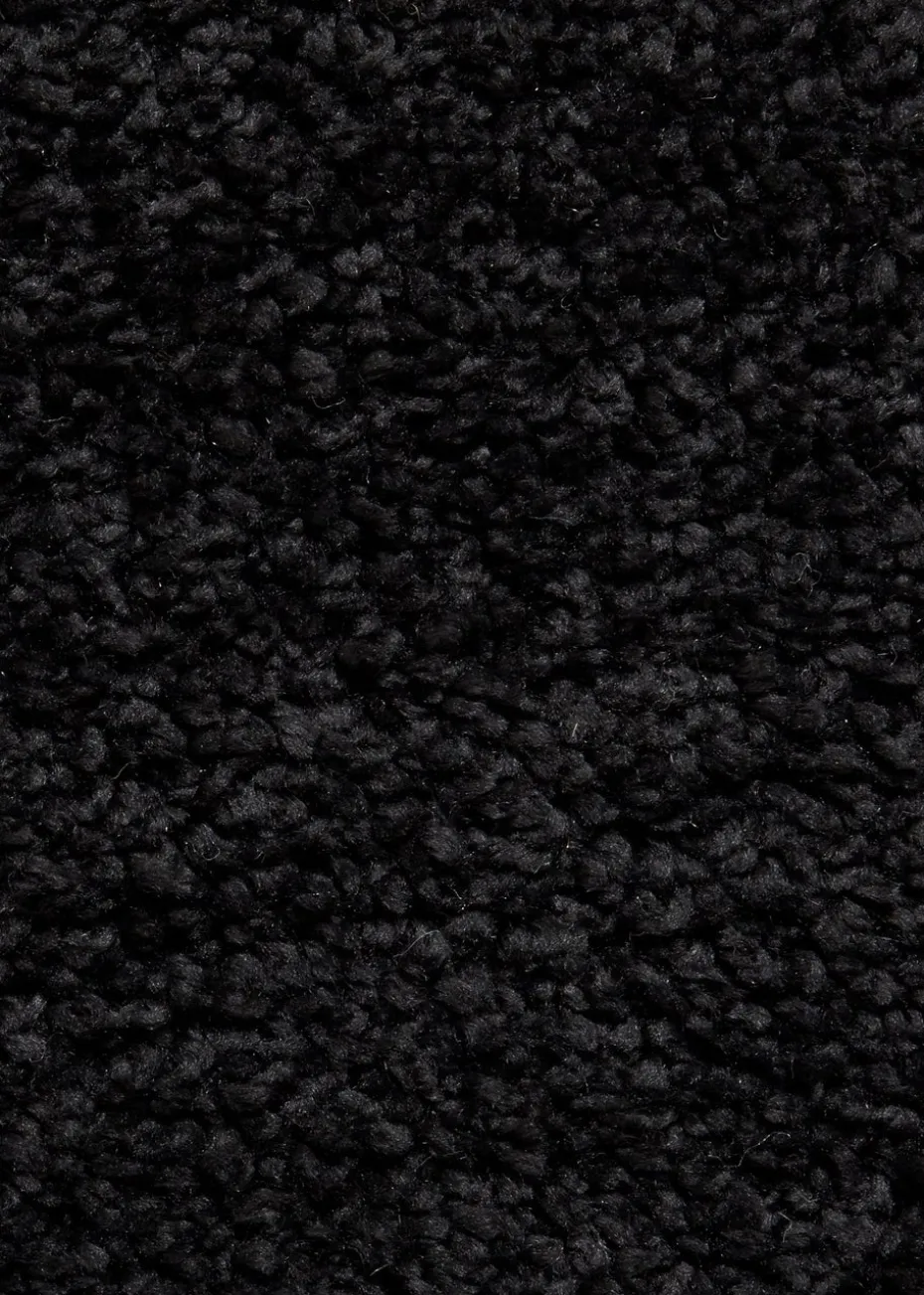 Think Rugs Sierra Black Plain Shaggy Rectangle Rug