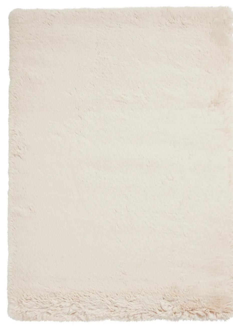 Think Rugs Super Teddy Beige Plain Shaggy Rectangle Rug