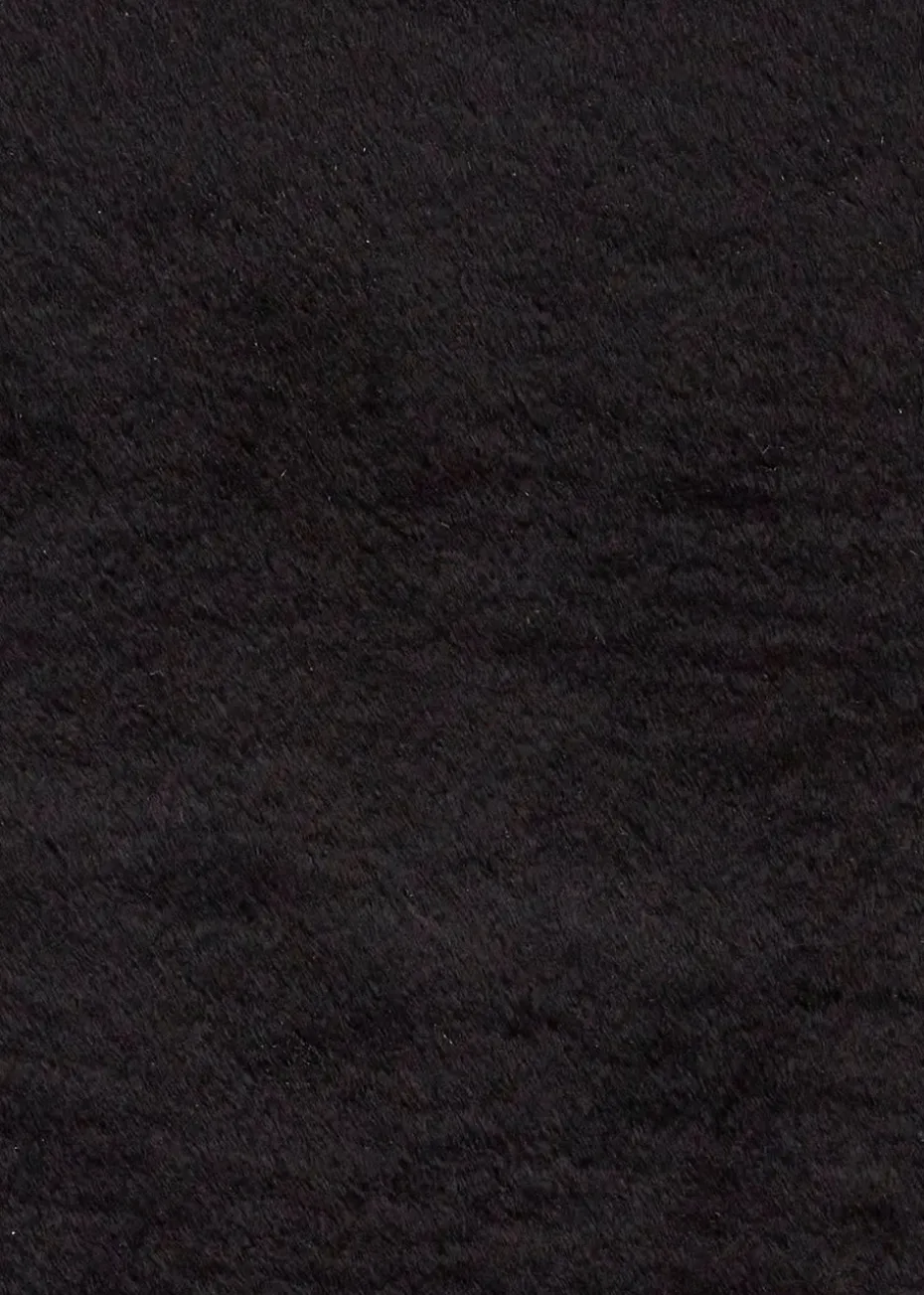 Think Rugs Super Teddy Black Plain Shaggy Rectangle Rug