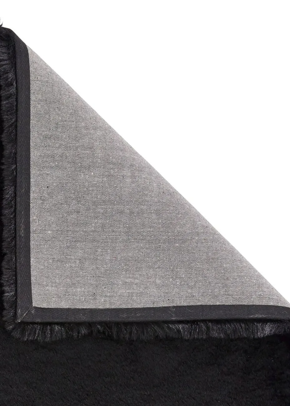 Think Rugs Super Teddy Black Plain Shaggy Rectangle Rug
