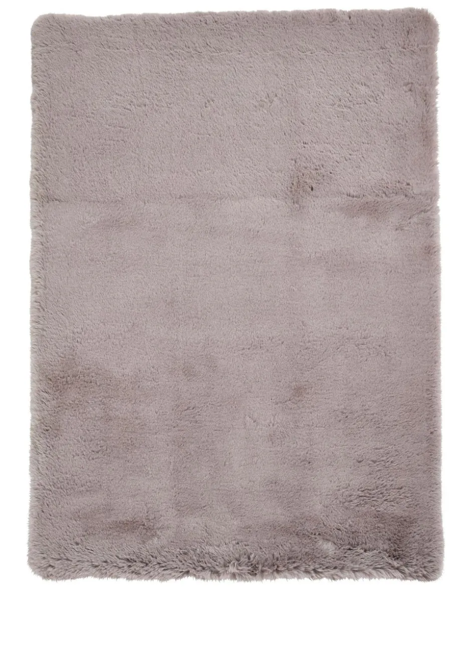 Think Rugs Super Teddy Grey Plain Shaggy Rectangle Rug