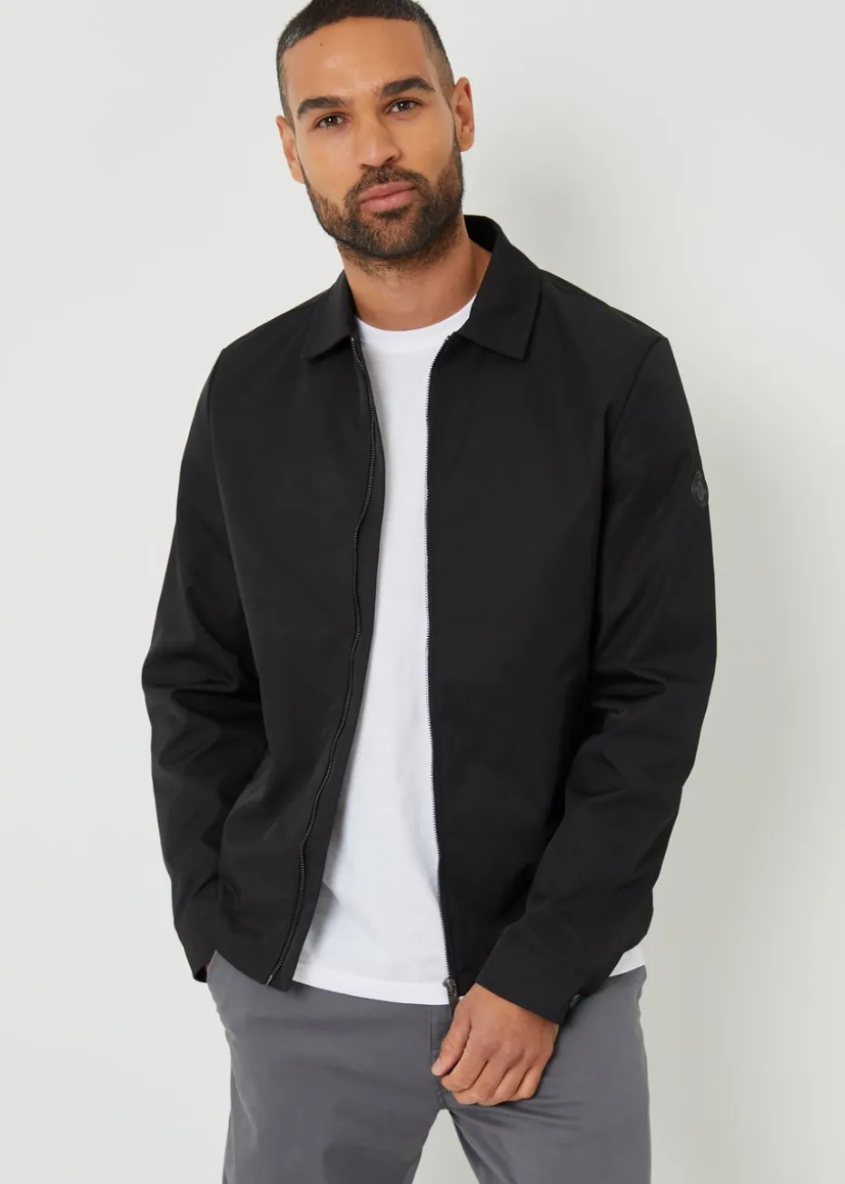 Threadbare Black Collared Lightweight Showerproof Zip-Through Jacket