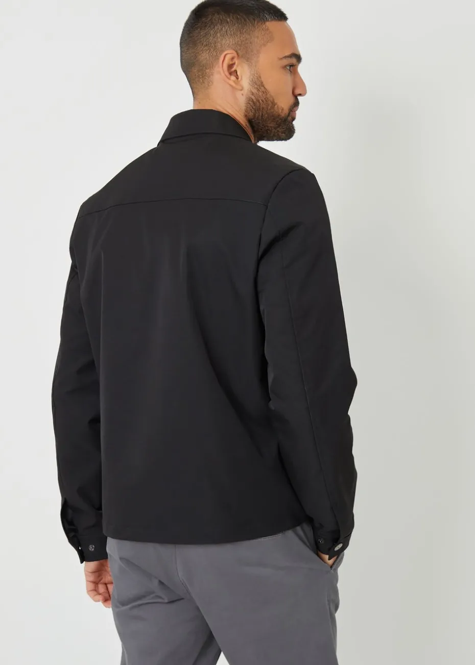 Threadbare Black Collared Lightweight Showerproof Zip-Through Jacket