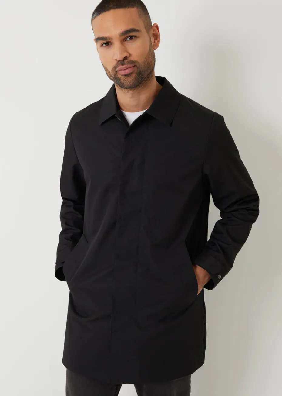 Threadbare Black Gretna Showerproof Longline Tailored Mac